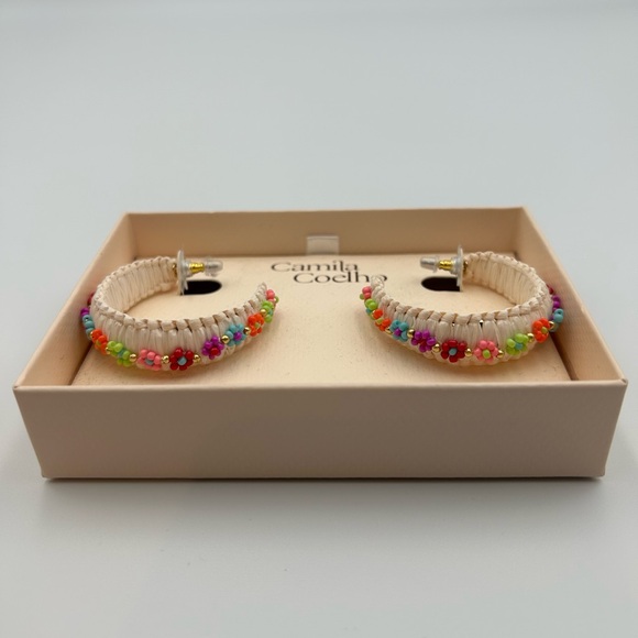 *New* Camila Coelho Colorful Beaded Hoop Earrings - Picture 3 of 5